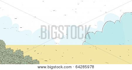 Vintage Line Art Landscape