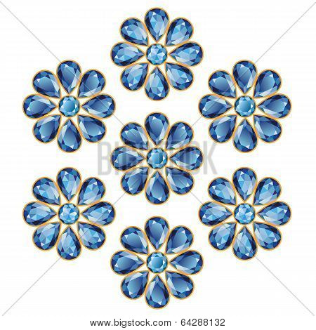 Blue Flowers Of Sapphires Isolated Objects