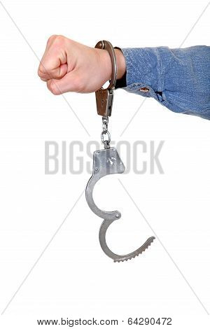 Unlocked Handcuffs On A Hand