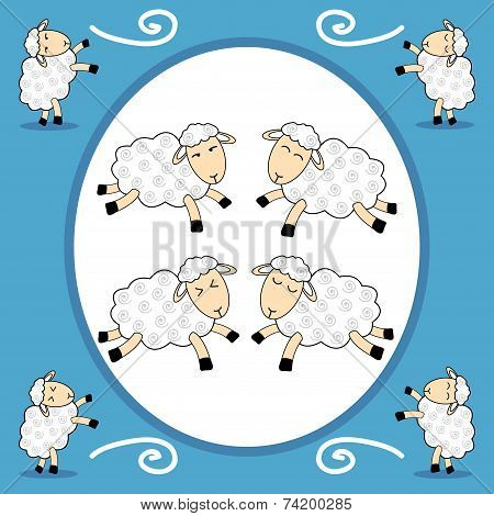 Funny Sheep Over Blue Background