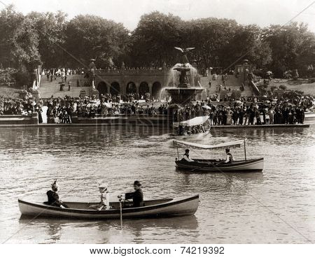 USA- CIRCA 1910s: Vintage photo shows boating. 