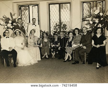 USA- CIRCA 19s: Vintage photo shows wedding.  