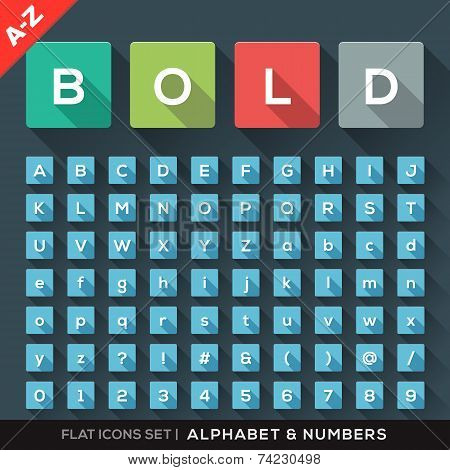 Alphabet And Number Flat Icons Set