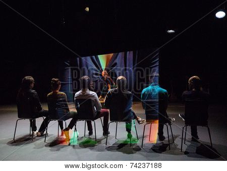 MOSCOW - OCTOBER, 1: Performance My anomaly. International Festival-School Territoria at The Theatre of Nations. October 1, 2014 in Moscow, Russia