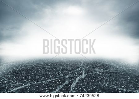 Road in thick fog