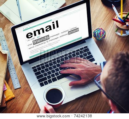 Man Reading the Definition of Email