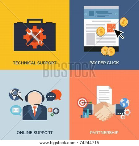 Set Of Flat Design Concept Icons For Business.