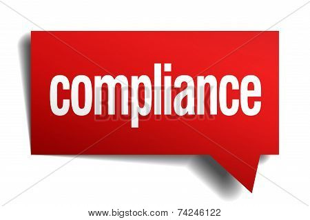 Compliance Red 3D Realistic Paper Speech Bubble