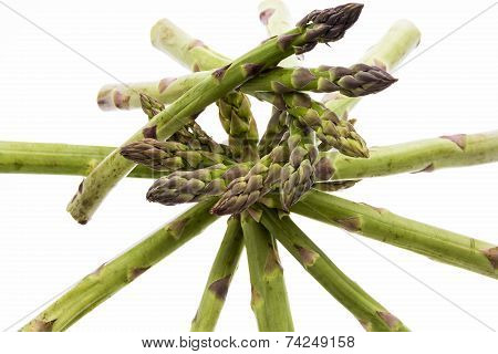 Spiral-shaped Stack Of Green Asparagus Spears