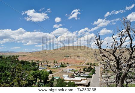 View from above on dubois town, wyoming state, usa