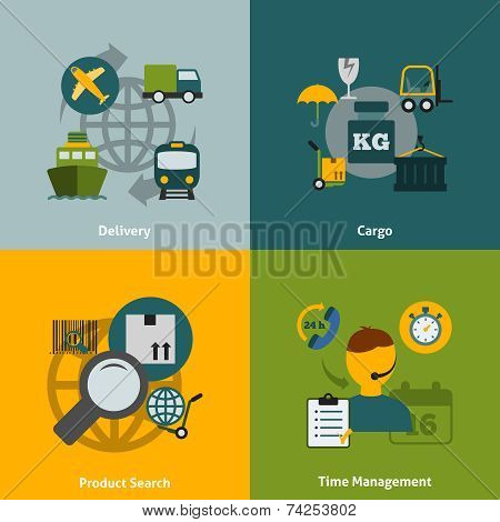 Logistic flat icons composition