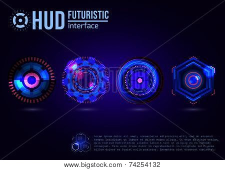 Futuristic HUD interface elements. Virtual touch user. Vector illustration.