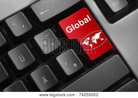 Keyboard Red Button Global World