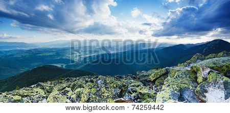 Carpathian mountain landscape panorama