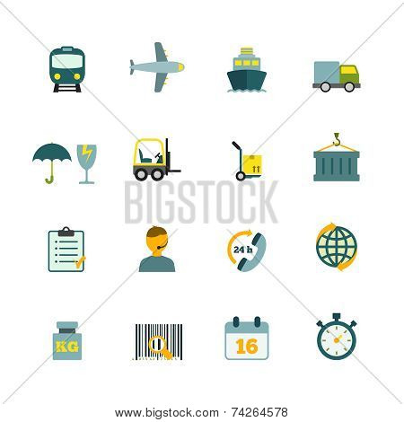 Logistic icons set flat