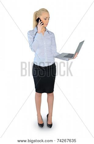 Isolated buesiness woman talking phone