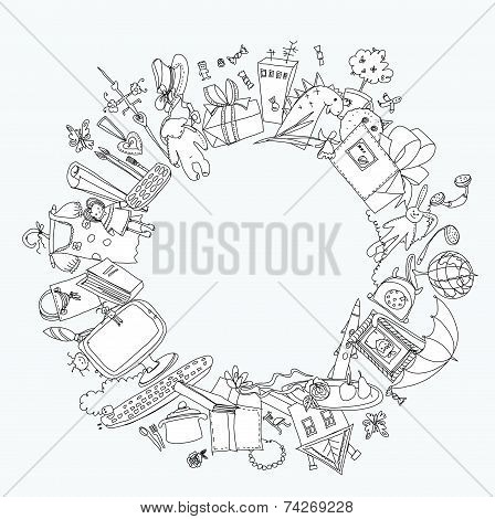Presents and toys doodle, Kid's dreams