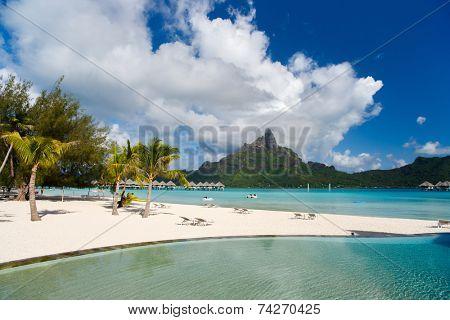 Beautiful view of Otemanu mountain on Bora Bora island