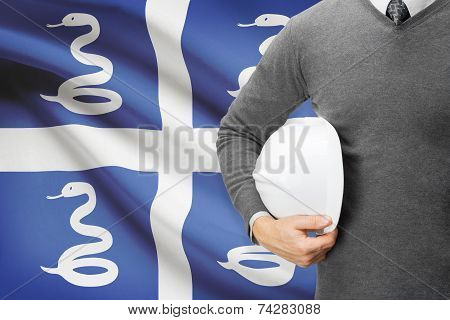 Engineer With Flag On Background - Martinique