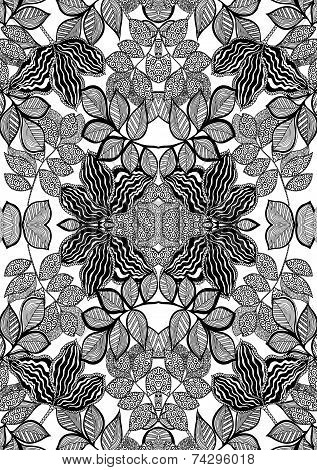 Floral pattern,line artwork in vector.