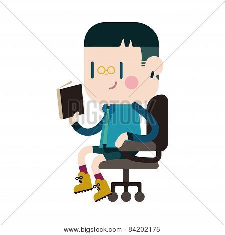 Character Illustration Design. Boy Reading Cartoon,eps