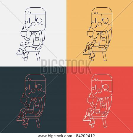 Character Illustration Design. Boy Drinking Coffee Cartoon,eps