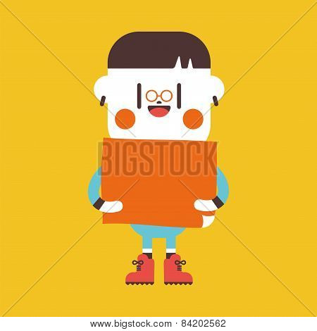Character Illustration Design. Boy Board Cartoon,eps