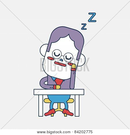 Character Illustration Design. Businessman Dozing Cartoon,
