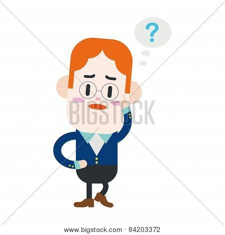 Character Illustration Design. Businessman Having Question Cartoon,