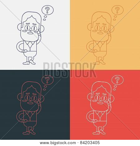 Character Illustration Design. Businessman Having Question Cartoon,