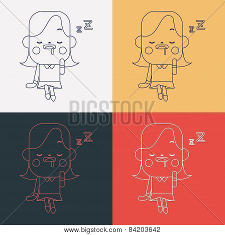 Character Illustration Design. Businesswoman Dozing Cartoon,