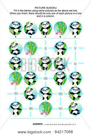Picture sudoku puzzle, panda bears themed