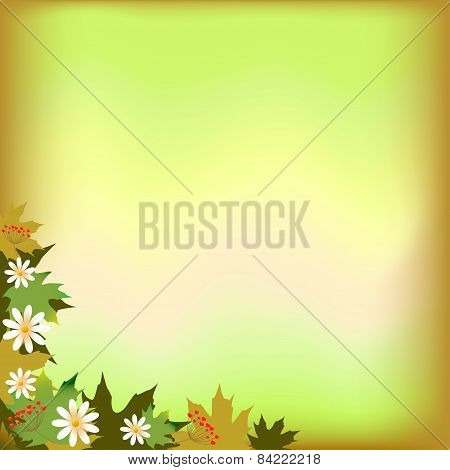 Abstract Background With Maple Leaves And Flowers