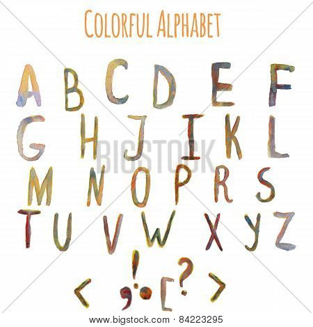 Vector watercolor colorful fantasy alphabet. EPS10