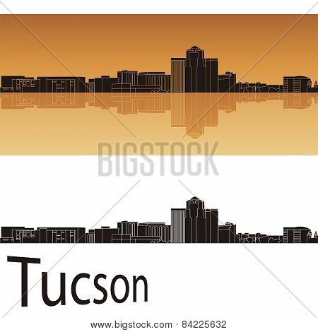 Tucson Skyline In Orange Background