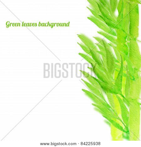 Vector watercolor green tree background with  leaves. Artistic vector design for banners, greeting c