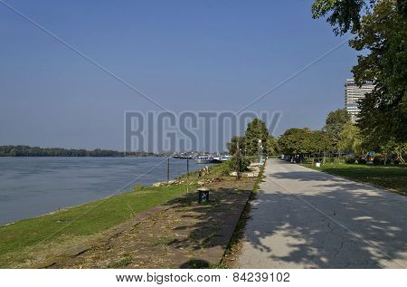 Riverside park in Ruse town along river Danube