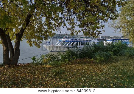 Passenger cruise ship in Ruse port at Danube river