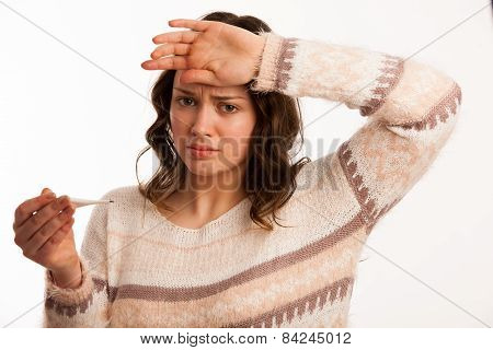 Asian Caucasian Woman With Flu  And Feaver