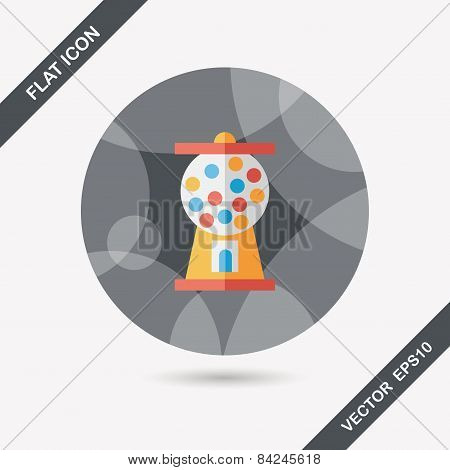 Gum Ball Machine Flat Icon With Long Shadow,eps10