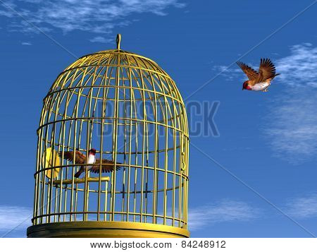 Freedom versus prison - 3D render