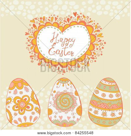 Happy Easter. Vector seamless pattern.Bright happy easter card in vector. Easter eggs.