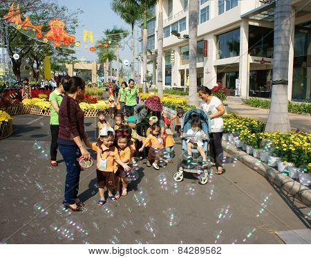 Asian Kid, Outdoor Activity, Vietnamese Preschool Children