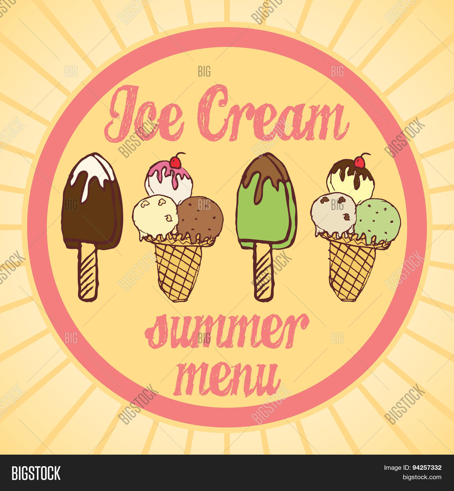 Vintage Ice Cream Vector & Photo (Free Trial) | Bigstock