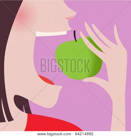 Woman Eating Green Apple