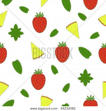 Fruit seamless pattern. Vector illustration. Hand drawn illustration.