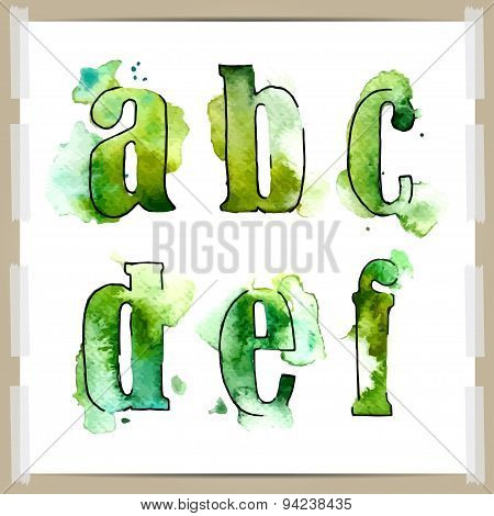 Wector watercolor hand-draw colorful alphabet