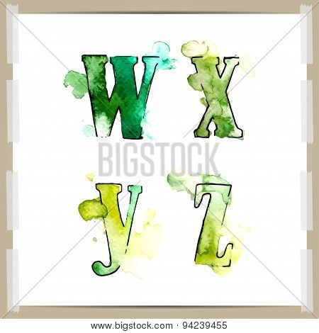 Wector watercolor hand-draw colorful alphabet