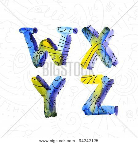Wector watercolor hand-draw colorful alphabet