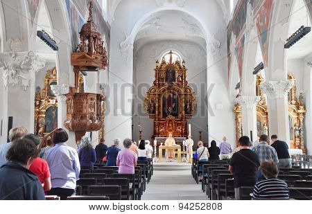 ST. GALLEN, SWITZERLAND - MAY 11: St. Gallen Cathedral Interior on MAY 11, 2012 in St. Gallen, Switzerland. Swiss landmark, listed on Unesco World Heritage List.